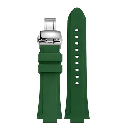 HECHENBAO Gummi, kompatibel mit EFB-680 ECB-10YD Harz-Silikon-Uhr mit konvexem 26 x 14 mm Armband. Geeignet for den täglichen Gebrauch(Green-silver B) von HECHENBAO