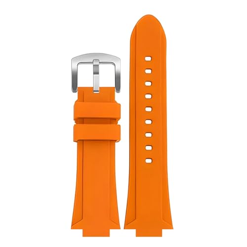 HECHENBAO Gummi, kompatibel mit EFB-680 ECB-10YD Harz-Silikon-Uhr mit konvexem 26 x 14 mm Armband. Geeignet for den täglichen Gebrauch(Orange - Silver A) von HECHENBAO