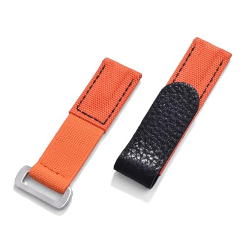 HECHENBAO Hellblaues Uhrenarmband mit Klettverschluss, 20 mm, Leder-Nylon-Uhrenarmband als Uhrenersatz, geeignet for den täglichen Gebrauch(Orange-Black Line) von HECHENBAO