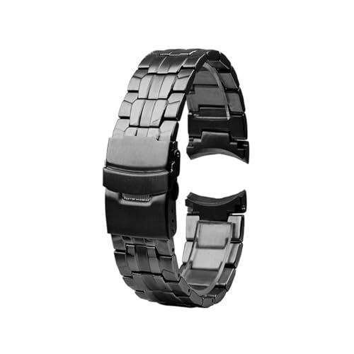 Kompatibel mit EF-550 Edelstahl-Armband, 22 mm, silbernes Armband mit Faltschließe, Metallgürtel, Herrenuhrkette, geeignet for den täglichen Gebrauch(EF-550-black) von HECHENBAO