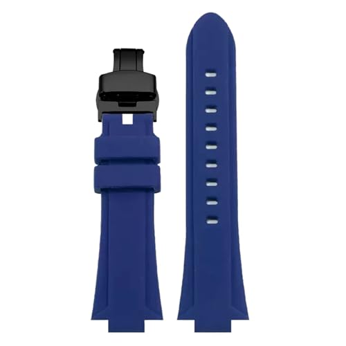 HECHENBAO Kompatibel mit EFB-680-1A 2A Konvexes Silikon-Uhrenarmband, geeignet for den täglichen Gebrauch(Blue - Black B,12mm) von HECHENBAO
