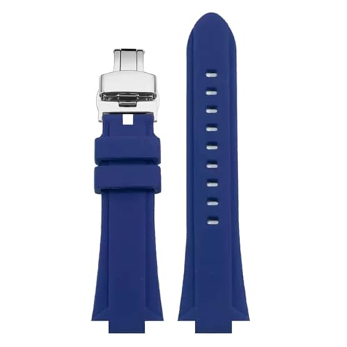 HECHENBAO Kompatibel mit EFB-680-1A 2A Konvexes Silikon-Uhrenarmband, geeignet for den täglichen Gebrauch(Blue-Silver B,12mm) von HECHENBAO