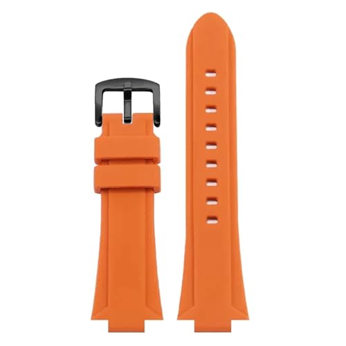 HECHENBAO Kompatibel mit EFB-680-1A 2A Konvexes Silikon-Uhrenarmband, geeignet for den täglichen Gebrauch(Orange - Black A,14mm) von HECHENBAO