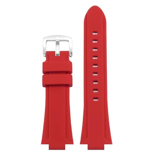 HECHENBAO Kompatibel mit EFB-680-1A 2A Konvexes Silikon-Uhrenarmband, geeignet for den täglichen Gebrauch(Red-Silver A,12mm) von HECHENBAO