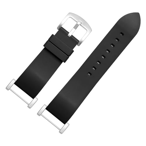 HECHENBAO Kompatibel mit Expedition Core Source Tuoye 3V Fluorkautschuk-Uhrenarmband, wasserdichtes Sport-Silikon-Uhrenarmband, Gummi-Uhrenarmband, geeignet for den täglichen Gebrauch(Black-silver) von HECHENBAO