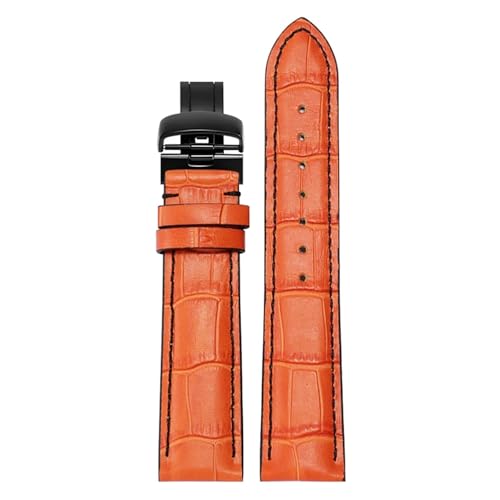 HECHENBAO Kompatibel mit M005-Uhrenarmband, kompatibel mit M005614 M005430A, Lederuhr mit männlichem 22-mm-Armband, geeignet for den täglichen Gebrauch(Orange Black L,23mm) von HECHENBAO