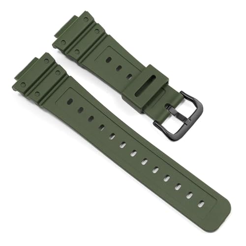 HECHENBAO Kompatibel mit der kleinen quadratischen Uhr DW5600 GW-5000 5035 GW-M5610. Konvexes Silikon-Uhrenarmband, geeignet for den täglichen Gebrauch(Army Green - Black) von HECHENBAO