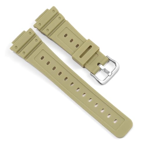 HECHENBAO Kompatibel mit der kleinen quadratischen Uhr DW5600 GW-5000 5035 GW-M5610. Konvexes Silikon-Uhrenarmband, geeignet for den täglichen Gebrauch(Beige-Silver) von HECHENBAO