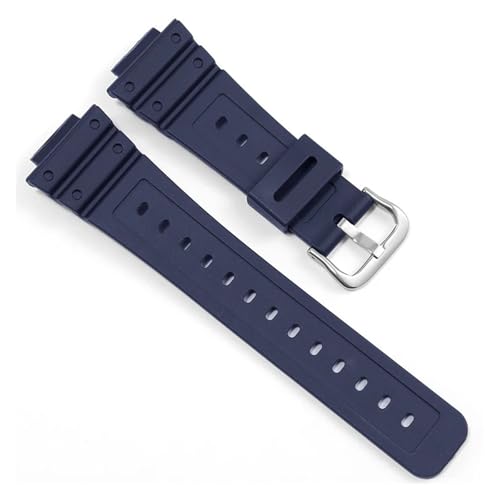 HECHENBAO Kompatibel mit der kleinen quadratischen Uhr DW5600 GW-5000 5035 GW-M5610. Konvexes Silikon-Uhrenarmband, geeignet for den täglichen Gebrauch(Dark Blue - Silver) von HECHENBAO