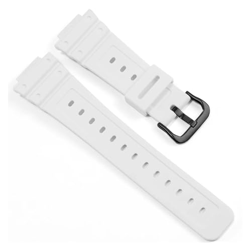 HECHENBAO Kompatibel mit der kleinen quadratischen Uhr DW5600 GW-5000 5035 GW-M5610. Konvexes Silikon-Uhrenarmband, geeignet for den täglichen Gebrauch(White - Black) von HECHENBAO