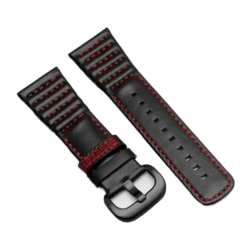 Lederarmband, 28 mm, Schwarz mit weiß-blau-rot-orangefarbenem Linienarmband, kompatibel mit mechanischer Herrenuhr V3 P3 M3, geeignet for den täglichen Gebrauch(Black red black) von HECHENBAO