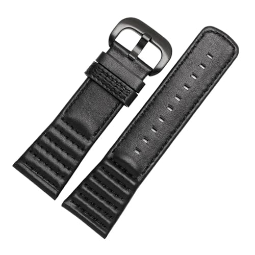 Lederarmband, kompatibel mit mechanischer Uhr V3/01/P3C/02/M2, schwarzes Rindslederarmband, 28 mm, geeignet for den täglichen Gebrauch(Black A) von HECHENBAO