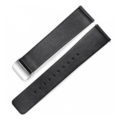HECHENBAO Lederarmband 19 20 21 mm Herren- und Damen-Faltschließe Zubehörband Geeignet for den täglichen Gebrauch(Black Silver,20mm) von HECHENBAO