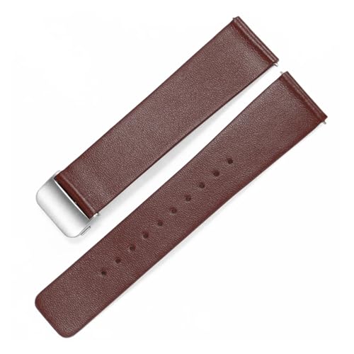 HECHENBAO Lederarmband 19 20 21 mm Herren- und Damen-Faltschließe Zubehörband Geeignet for den täglichen Gebrauch(Brown Silver,19mm) von HECHENBAO