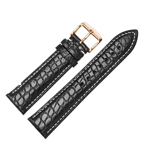 HECHENBAO Lederarmband 20 21 22 mm, schwarzes klassisches Armband for Männer und Frauen, geeignet for den täglichen Gebrauch(Black white C2,20mm) von HECHENBAO