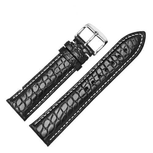 HECHENBAO Lederarmband 20 21 22 mm, schwarzes klassisches Armband for Männer und Frauen, geeignet for den täglichen Gebrauch(Black white D2,21mm) von HECHENBAO