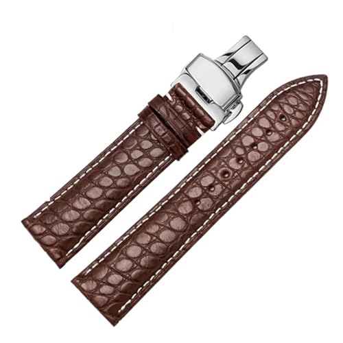 HECHENBAO Lederarmband 20 21 22 mm, schwarzes klassisches Armband for Männer und Frauen, geeignet for den täglichen Gebrauch(Brown white D1,21mm) von HECHENBAO