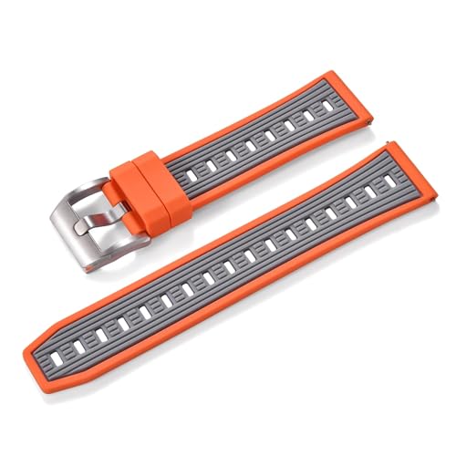 HECHENBAO Silikon-Uhrenarmband, Gummi-Uhrenarmband, 20 mm, 22 mm, Uhrenarmband, Ersatzarmband, geeignet for den täglichen Gebrauch(Orange Grey,22mm) von HECHENBAO