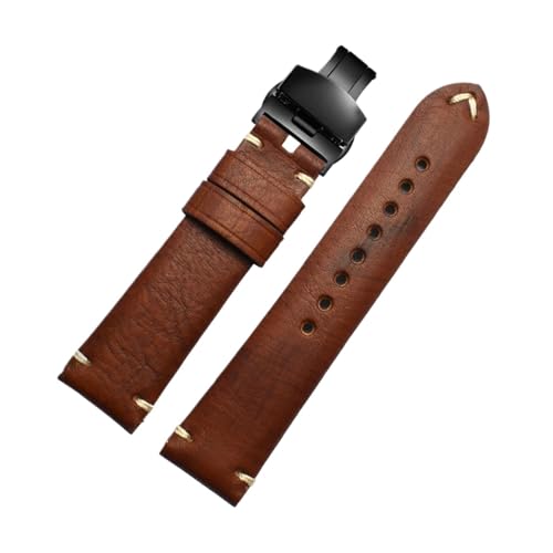 HECHENBAO Uhrenarmband aus Leder for Herren, 20 mm, geeignet for den täglichen Gebrauch(A-browm-black,20mm) von HECHENBAO