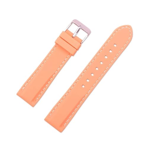 HECHENBAO Uhrenarmband aus Silikonkautschuk, universell, wasserdicht, Sportarmband, Armband, 16 mm, 18 mm, 20 mm, 22 mm, 24 mm, geeignet for den täglichen Gebrauch(Orange,18mm) von HECHENBAO