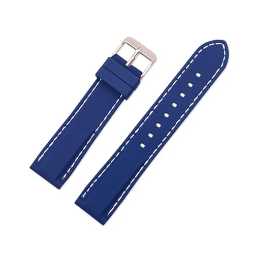 HECHENBAO Uhrenarmband aus Silikonkautschuk, universell, wasserdicht, Sportarmband, Armband, 16 mm, 18 mm, 20 mm, 22 mm, 24 mm, geeignet for den täglichen Gebrauch(Royal blue white lin,22mm) von HECHENBAO