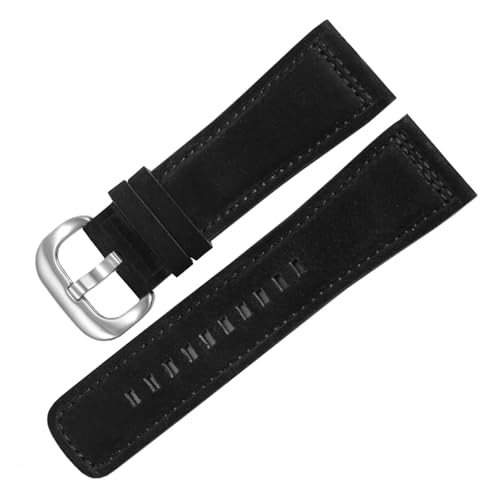 HECHENBAO Uhrenarmband aus mattiertem Leder, kompatibel mit dem Armband der M2 Q2 P3-Serie, 28 mm, geeignet for den täglichen Gebrauch(Black Silver) von HECHENBAO