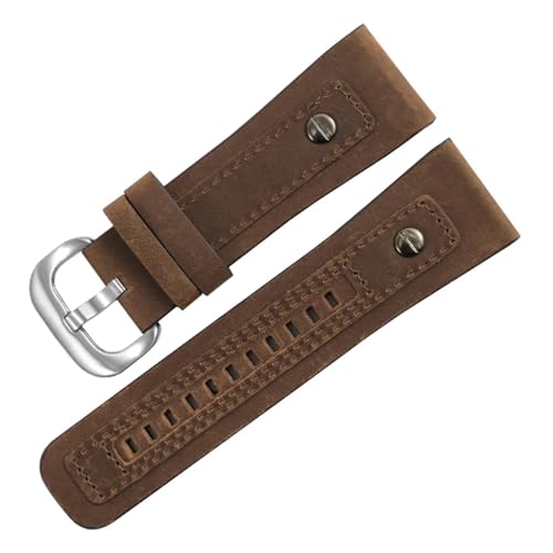 HECHENBAO Uhrenarmband aus mattiertem Leder, kompatibel mit dem Armband der M2 Q2 P3-Serie, 28 mm, geeignet for den täglichen Gebrauch(Dark brown nail S) von HECHENBAO