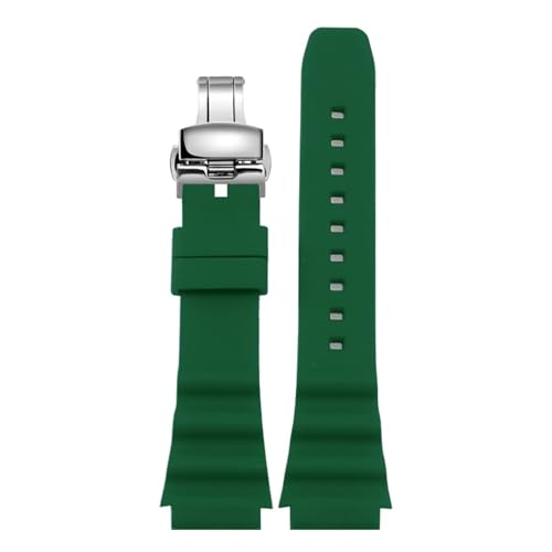 HECHENBAO Uhrenarmband kompatibel mit Nr. 5 SRP601J1 SRP599J1 SRP605J2 Silikonkautschukband, geeignet for den täglichen Gebrauch(Green-Silver B,22mm) von HECHENBAO