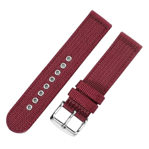 HECHENBAO Universelles, flaches, gerades Nylon-Uhrenarmband mit 19/20/22 mm, geeignet for den täglichen Gebrauch(Red Silver,19mm) von HECHENBAO