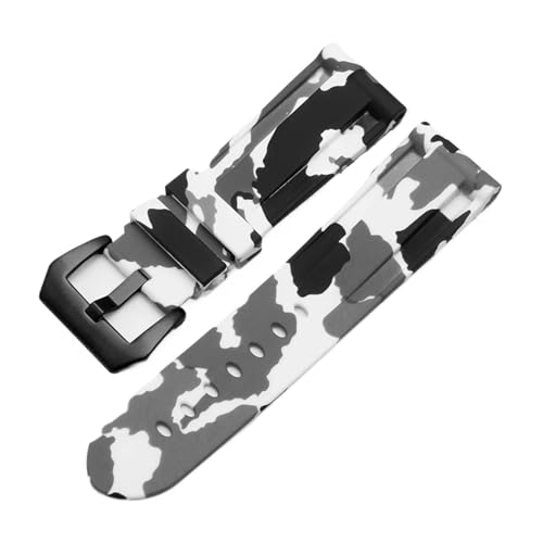 HECHENBAO Universelles Uhrenarmband aus Kautschuk mit gerader Schnittstelle, Camouflage-Muster, 22/24 mm, geeignet for den täglichen Gebrauch(Camo grey Black,24mm) von HECHENBAO