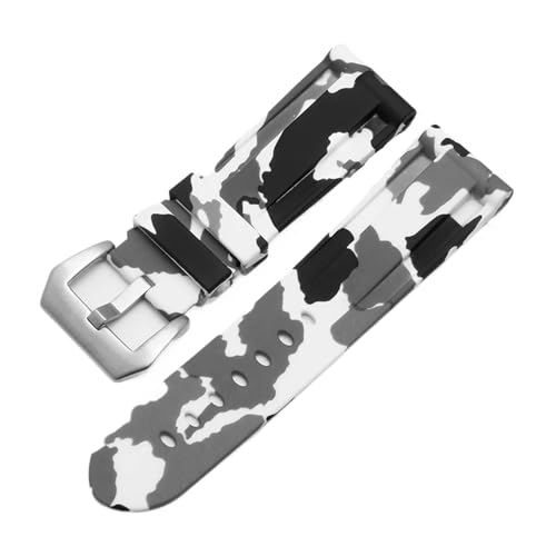 HECHENBAO Universelles Uhrenarmband aus Kautschuk mit gerader Schnittstelle, Camouflage-Muster, 22/24 mm, geeignet for den täglichen Gebrauch(Camo grey Silver,22mm) von HECHENBAO