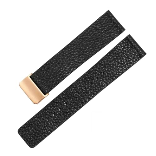 HECHENBAO Universelles Uhrenarmband aus echtem Leder, 18/19/20 mm, gerade Schnittstelle, Lederarmband, geeignet for den täglichen Gebrauch(Black rose gold,20mm) von HECHENBAO