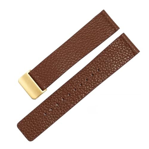 HECHENBAO Universelles Uhrenarmband aus echtem Leder, 18/19/20 mm, gerade Schnittstelle, Lederarmband, geeignet for den täglichen Gebrauch(Brown Gold clasp,20mm) von HECHENBAO
