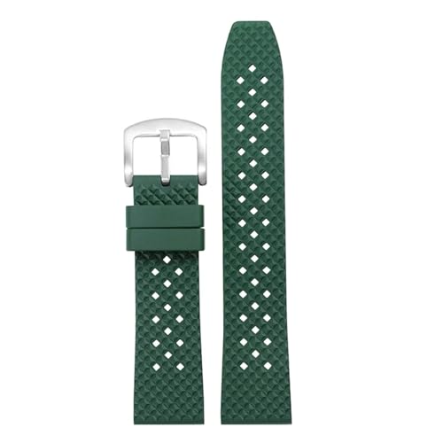 HECHENBAO Universelles wasserdichtes und atmungsaktives Fluorkautschuk-Uhrenarmband, verschiedene 19 mm, geeignet for den täglichen Gebrauch(Green Silver B) von HECHENBAO