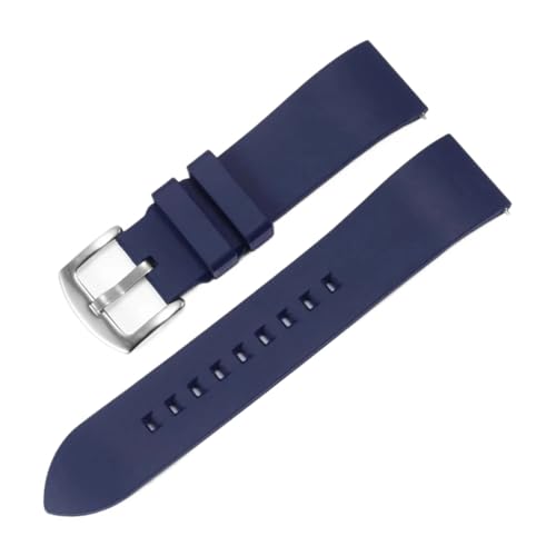 HECHENBAO Wasserdichtes Fluorkautschuk-Uhrenarmband mit 21/23 mm, geeignet for den täglichen Gebrauch(Blue silverB,21mm) von HECHENBAO