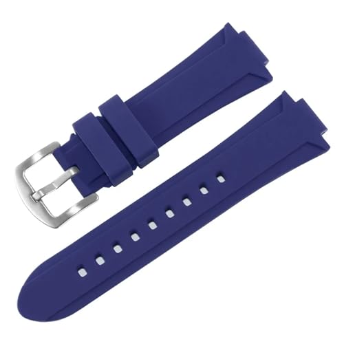 HECHENBAO Wasserdichtes Gummi-Uhrenarmband, kompatibel mit dem konvexen Silikonarmband der GST-B400-Serie, 26–14 mm, geeignet for den täglichen Gebrauch(Blue - Silver B) von HECHENBAO
