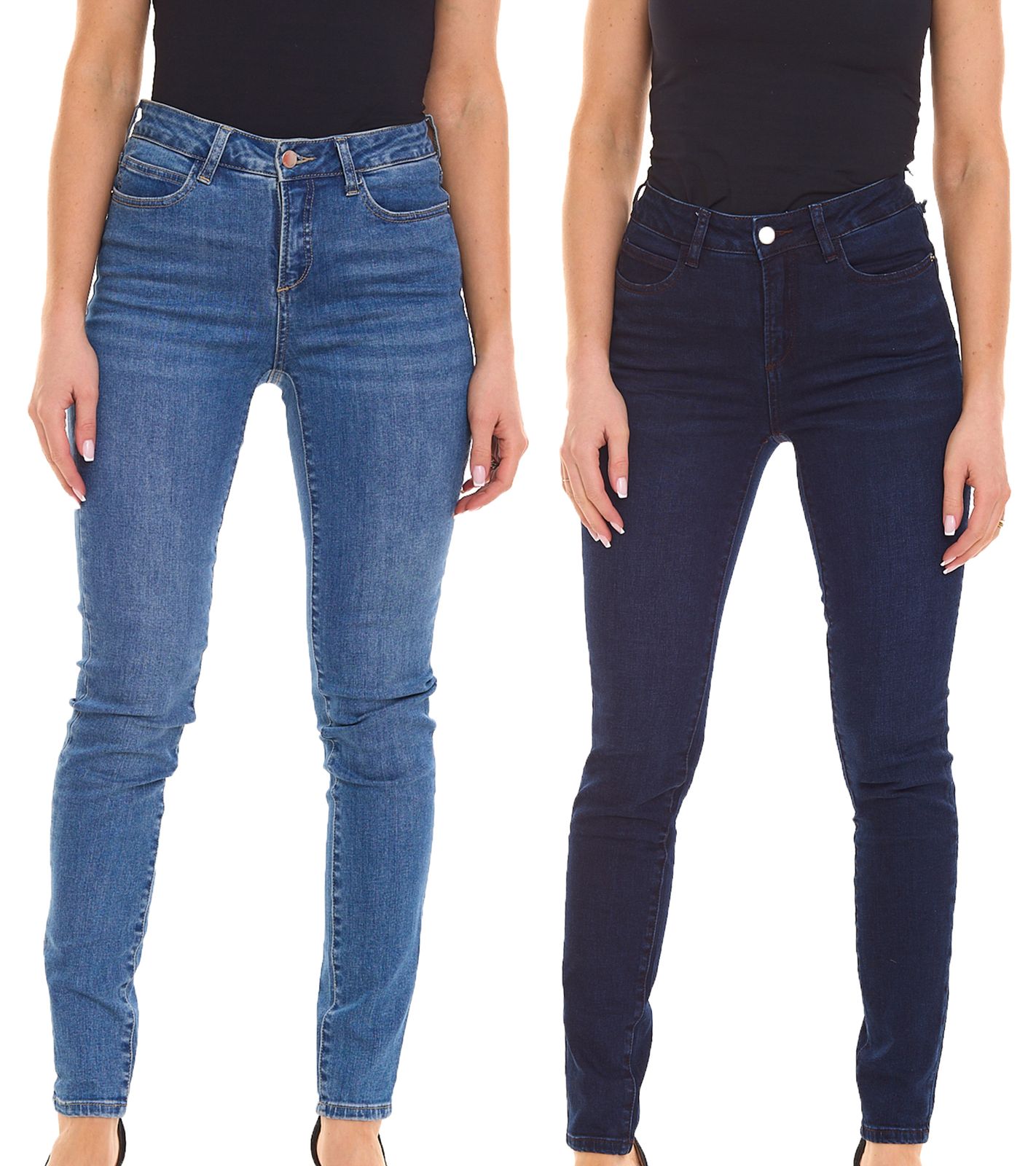 HECHTER PARIS Damen Skinny-Jeans Baumwoll-Hose im 5-Pocket-Style Dunkelblau oder Hellblau von HECHTER PARIS
