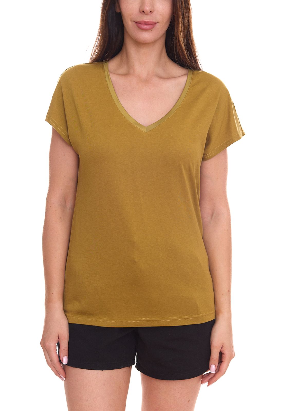 HECHTER PARIS Damen T-Shirt Basic-Shirt mit V-Ausschnitt Kurzarm-Shirt 33919325 Grün von HECHTER PARIS