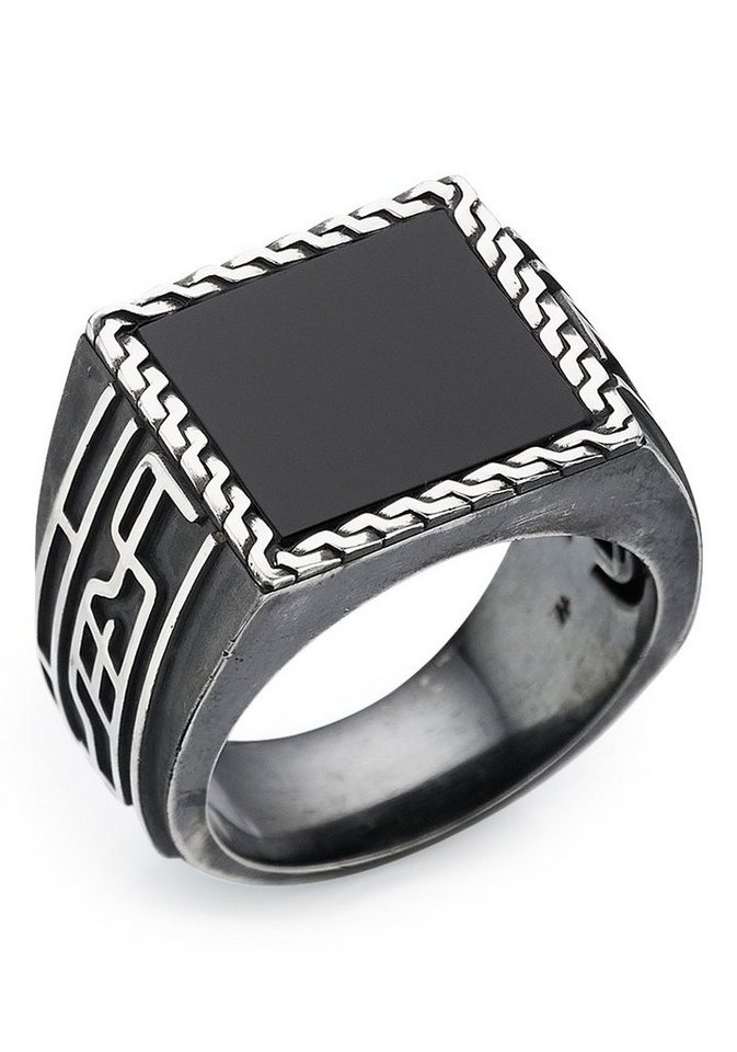 HECHTER PARIS Fingerring Schmuck Geschenk Silber 925 Herrenring Farbstein Edelstein, mit Onyx oder Tigerauge von HECHTER PARIS