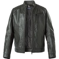 HECHTER PARIS Herren Lederjacke grün unifarben von HECHTER PARIS