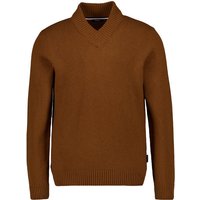 HECHTER PARIS Herren Pullover braun Schurwolle unifarben von HECHTER PARIS