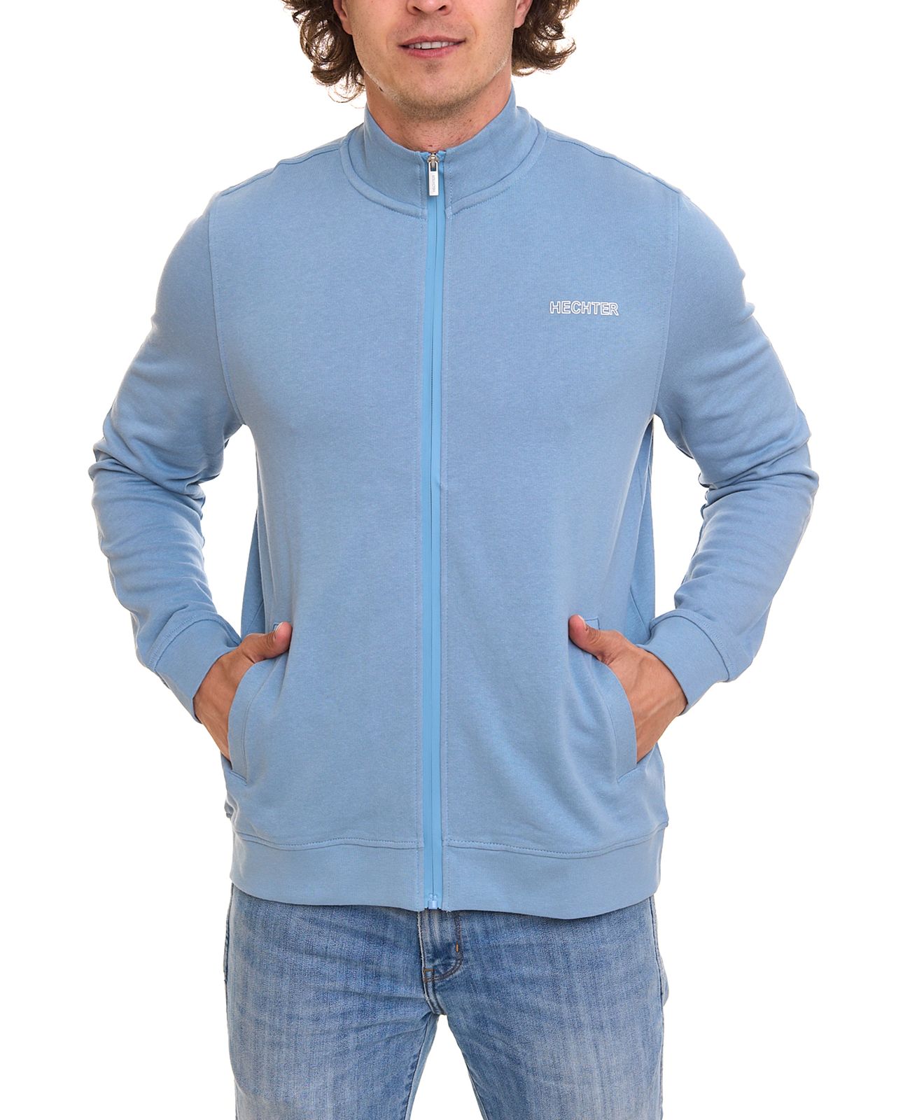 HECHTER PARIS Herren Sweat-Jacke schlichte Alltags-Jacke aus Baumwolle 62411254 Blau von HECHTER PARIS