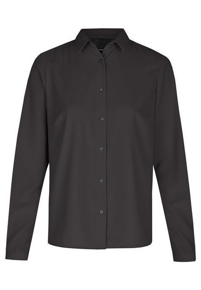 HECHTER PARIS Langarmbluse HECHTER Paris ESSENTIALS Damen Crêpe-Bluse Kent Modern-Fit Schwarz von HECHTER PARIS