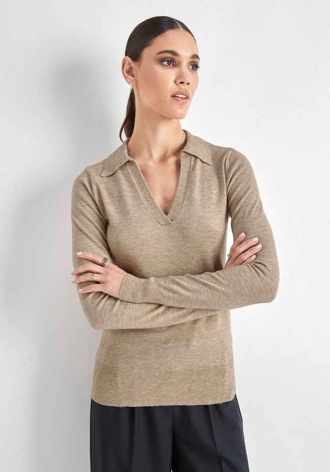 HECHTER PARIS Polokragenpullover mit elegantem V-Ausschnitt von HECHTER PARIS