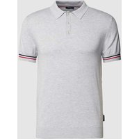 HECHTER PARIS Poloshirt mit Kontraststreifen in Silber, Größe L von HECHTER PARIS