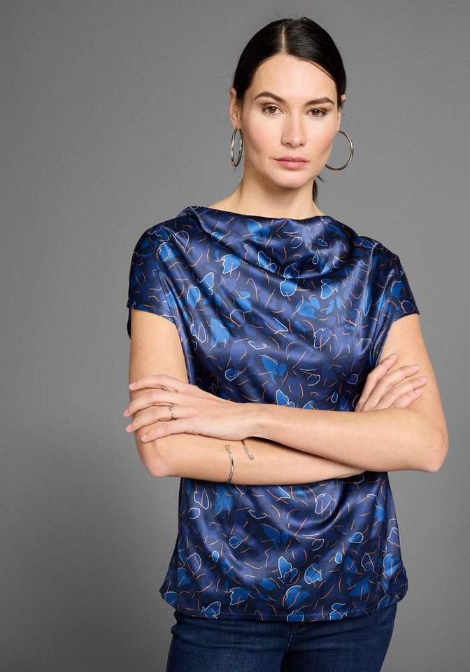 HECHTER PARIS Shirtbluse mit Wasserfallausschnitt und Satinfront von HECHTER PARIS