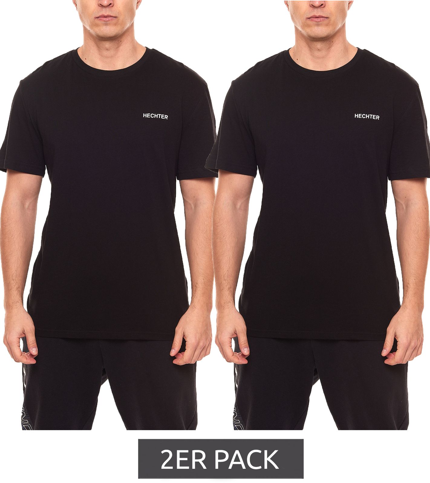 2er Pack HECHTER STUDIO Herren Baumwoll T-Shirt Rundhals-Shirt NI58100 7001 Schwarz von HECHTER STUDIO