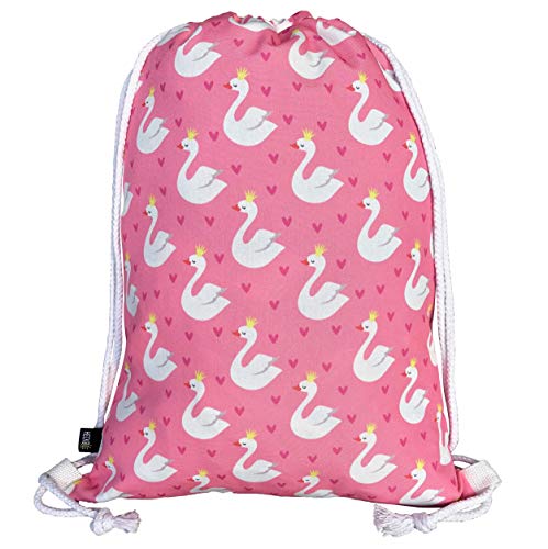 HECKBO Kinder Turnbeutel Schwan - 40x32cm - Sportkleidung Trinkflasche - Kindergarten, Schule, Stoffbeutel Kita - Rucksack, Tasche, Sportrucksack, Sportbeutel Junge Mädchen von HECKBO