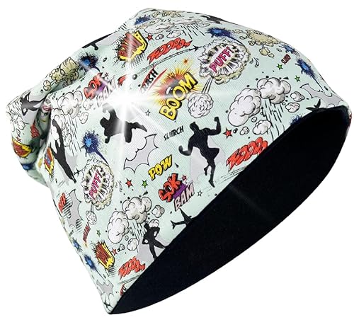 HECKBO 360° Reflektor Kinder Beanie Mütze - Jersey innen für Übergangszeit Superheld von HECKBO