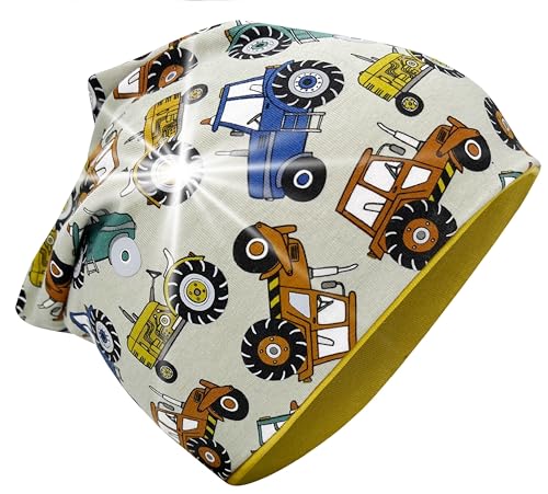 HECKBO 360° Reflektor Kinder Beanie Mütze - Jersey innen für Übergangszeit - Traktor Bauernhof von HECKBO
